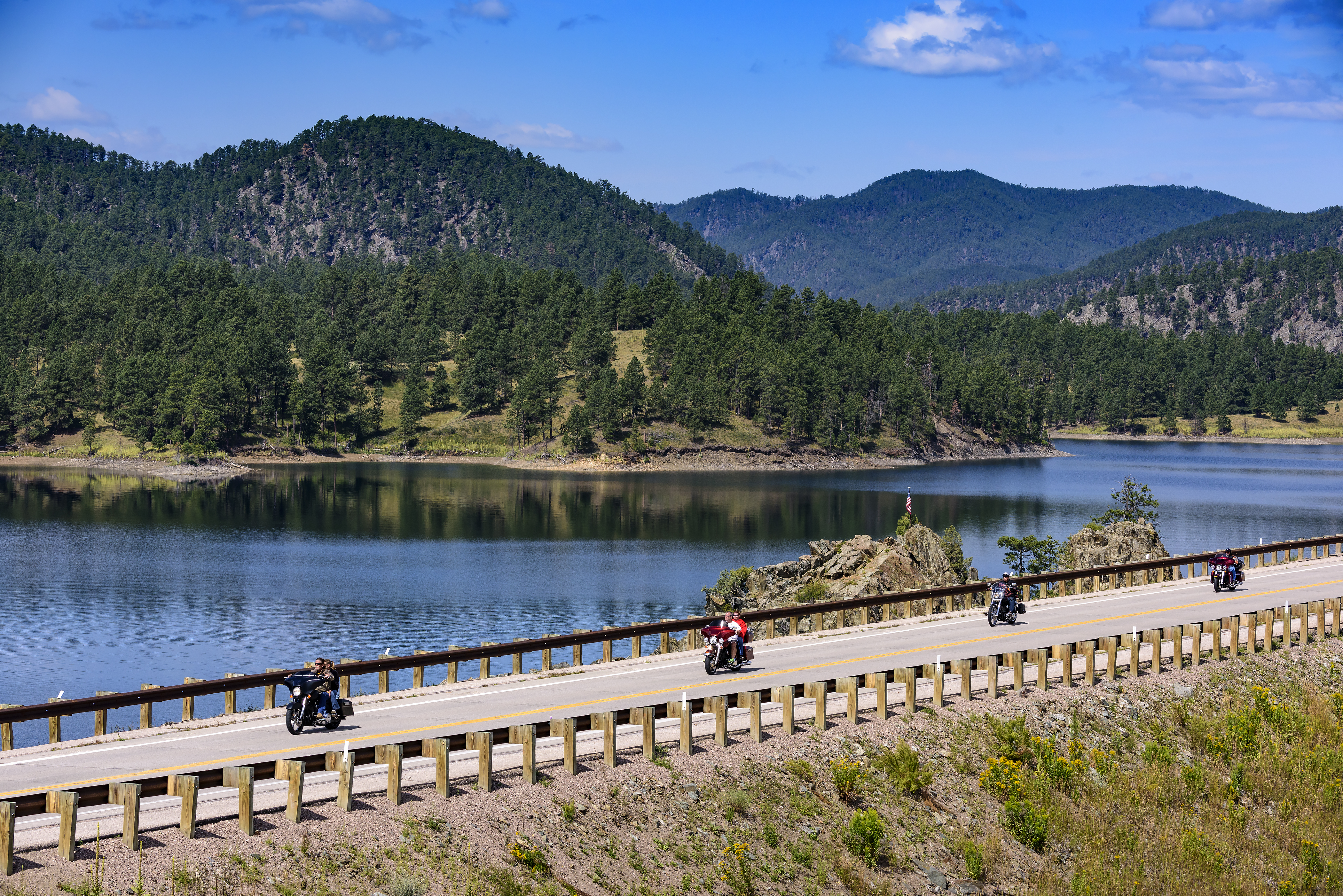 Motorcycles riding through the Black Hills 